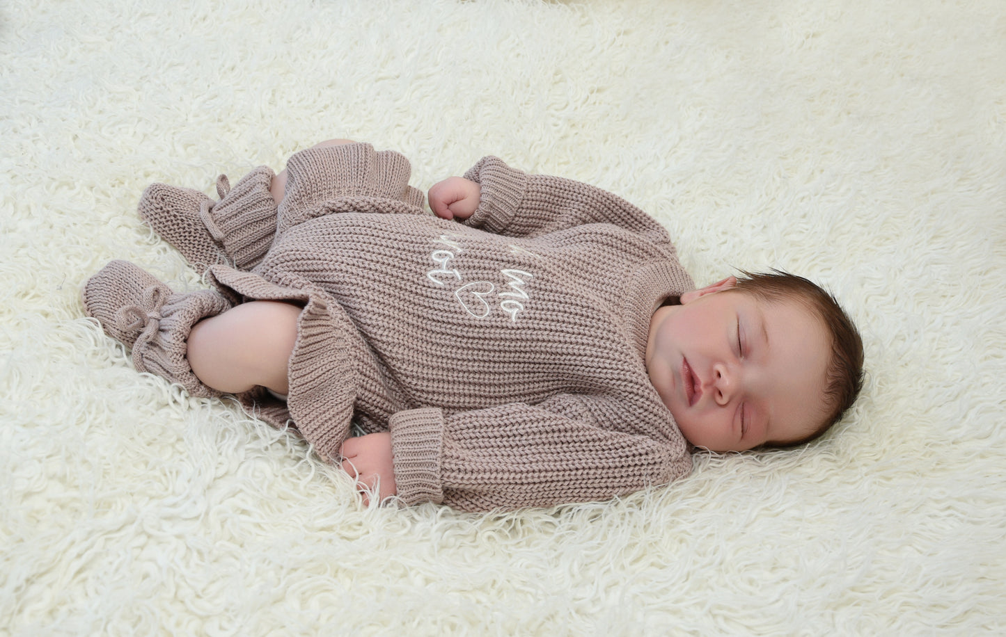 Dusky Lilac Frill Romper & Bootie Announcement Set