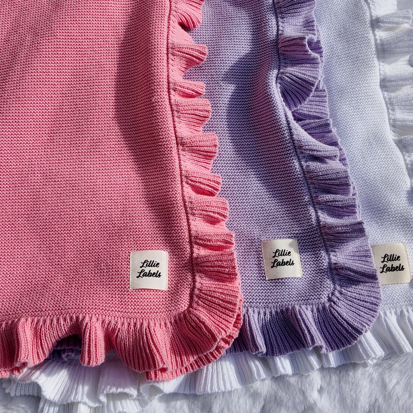 Frill Blossom Pink Cotton Knit Blanket