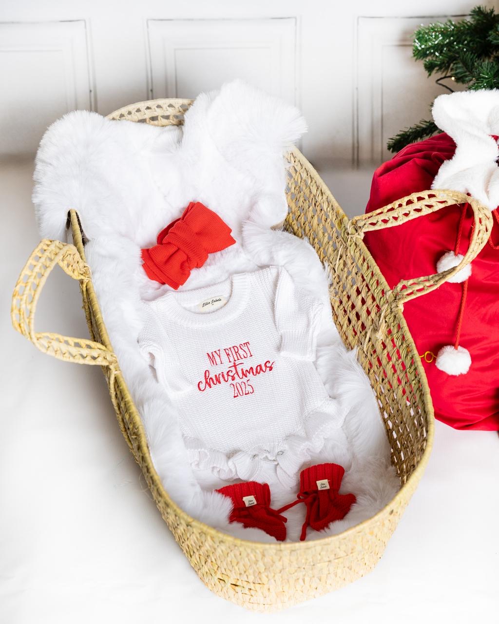 Christmas White Romper & Bootie Set