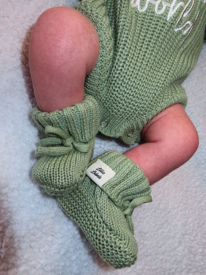 Sage Green Romper & Bootie Announcement Set