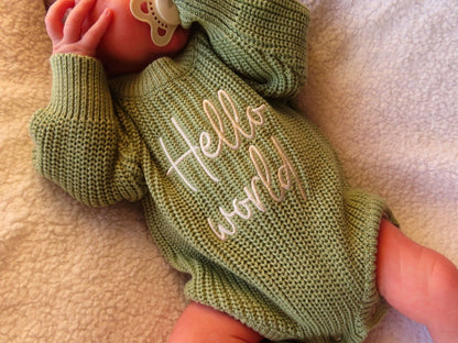 Sage Green Romper & Bootie Announcement Set