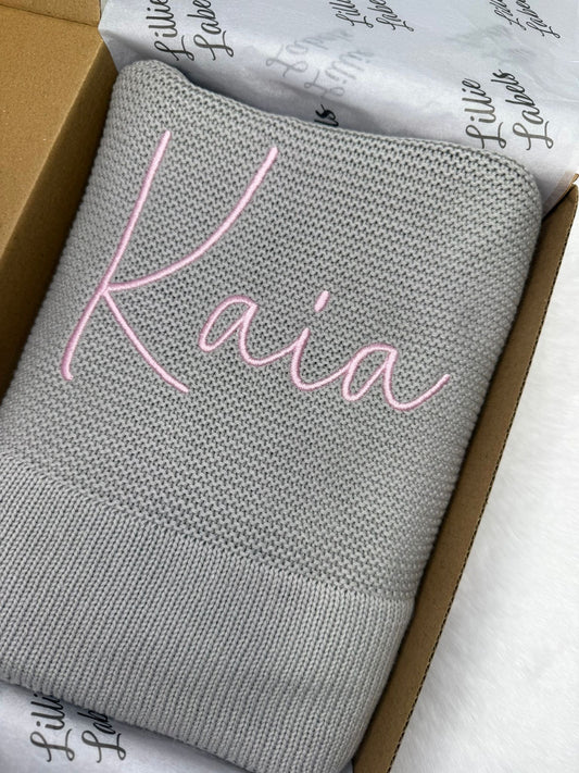 Grey Cotton Knit Blanket
