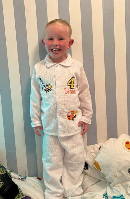Bespoke Seersucker White Pyjamas Boys Classic Edition