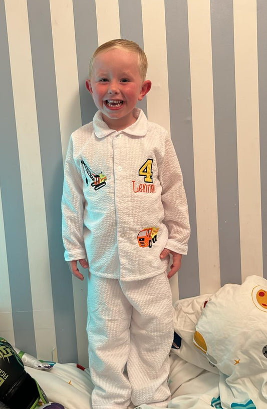 Bespoke Seersucker White Pyjamas Boys Classic Edition
