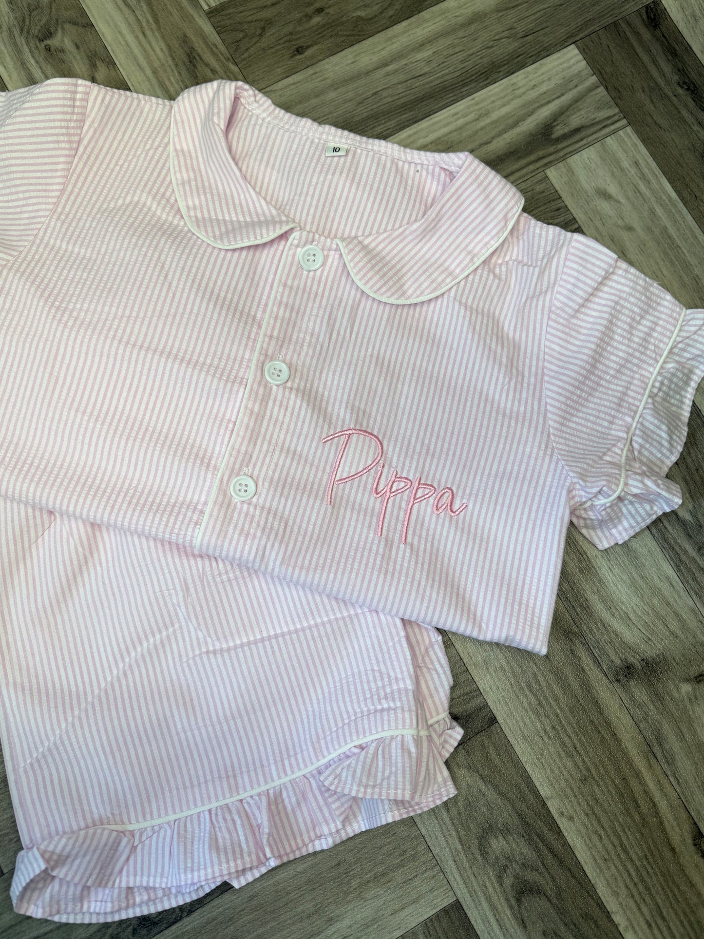 Stripe Short Frill Pyjamas