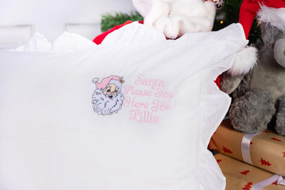 Vintage Santa Please Stop Here Pillow Case