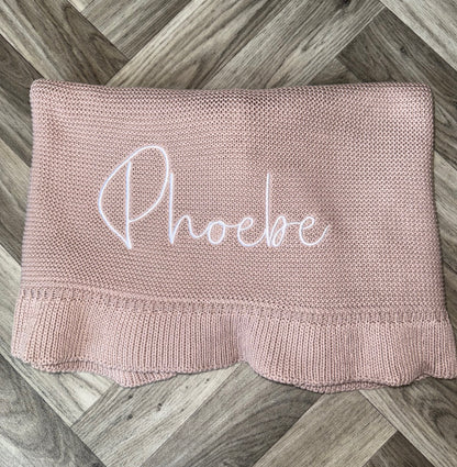 Frill Lilac Pink Cotton Knit Blanket