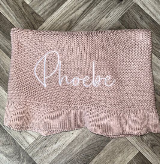 Frill Lilac Pink Cotton Knit Blanket