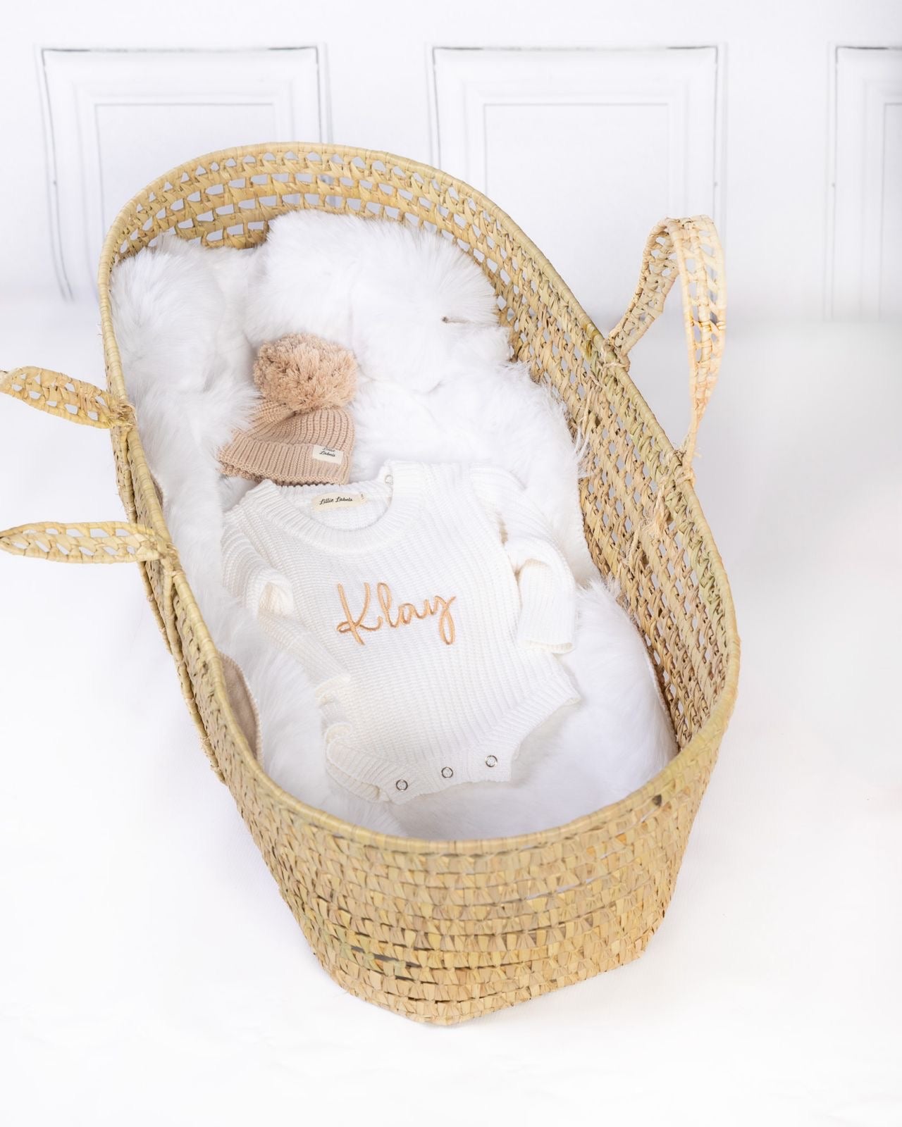 White Romper & Bootie Announcement Set