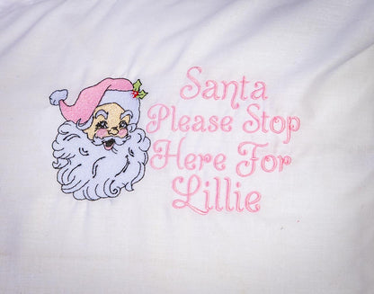 Vintage Santa Please Stop Here Pillow Case