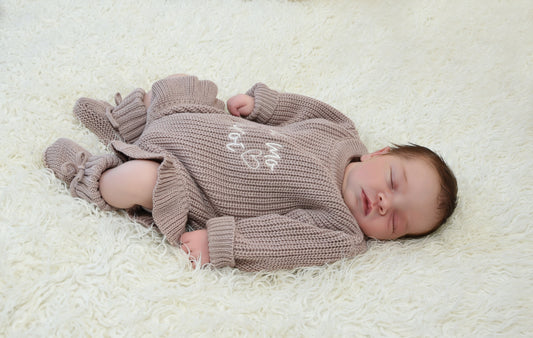 Dusky Lilac Frill Romper & Bootie Announcement Set