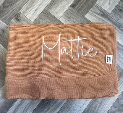 Mocha Brown Cotton Knit Blanket