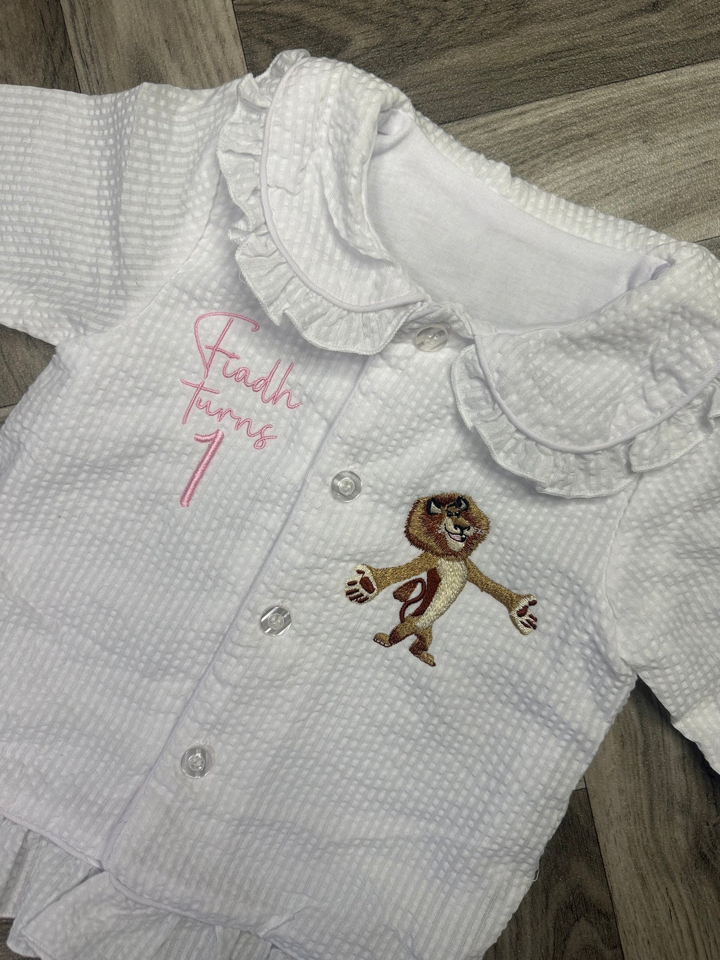 Bespoke Seersucker White Frill Pyjamas Girl Edition