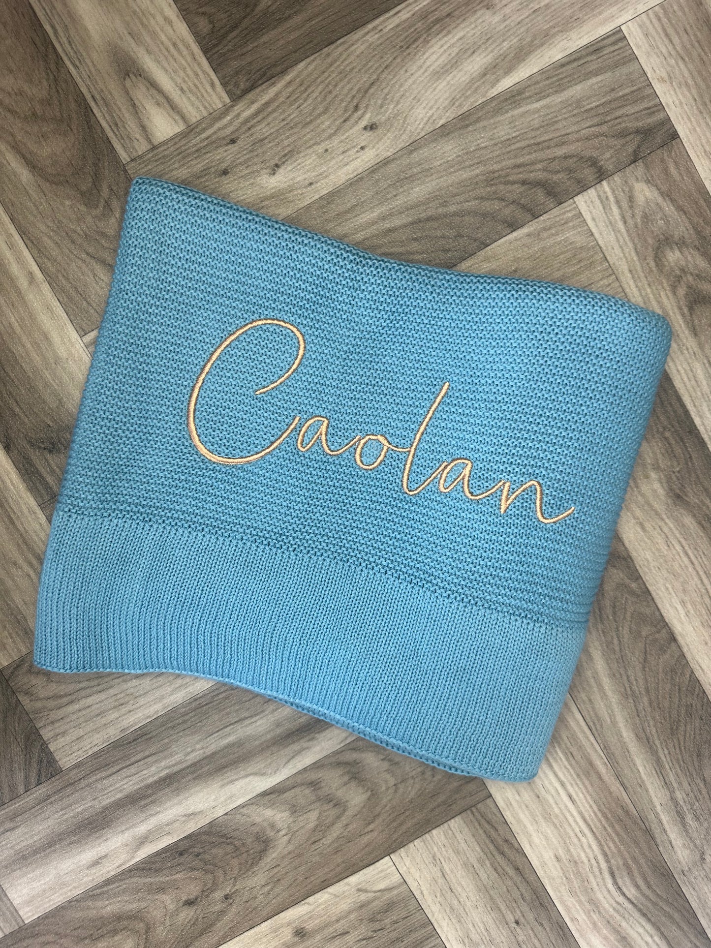 Seafoam Blue Cotton Knit Blanket