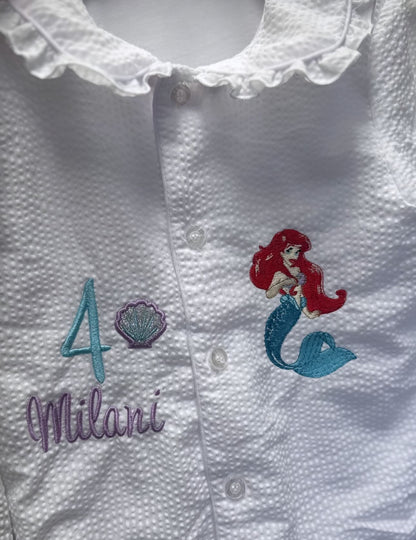 Bespoke Seersucker White Frill Pyjamas Girl Edition
