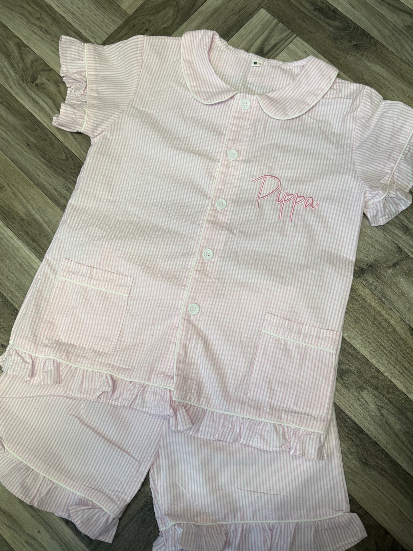 Stripe Short Frill Pyjamas
