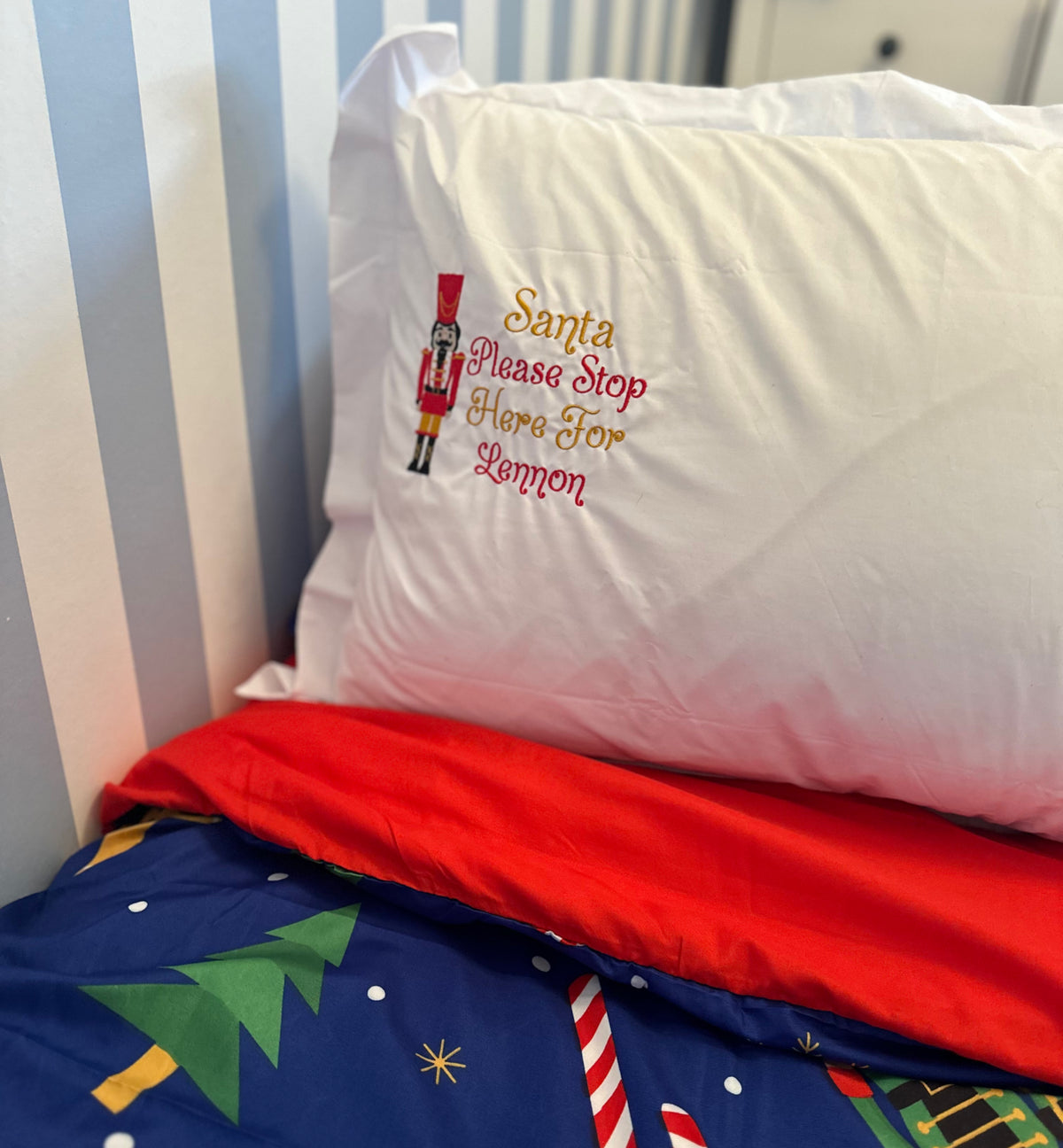 Nutcracker Santa Stop Here Pillow Case