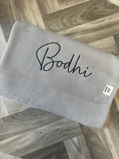 Grey Cotton Knit Blanket