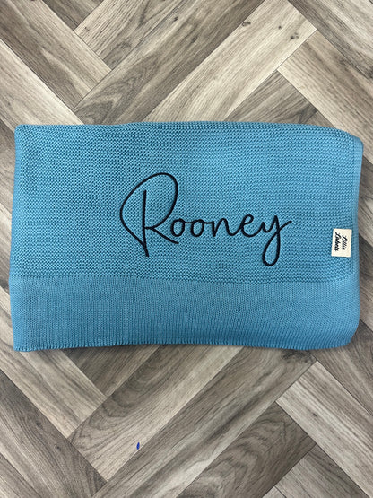 Seafoam Blue Cotton Knit Blanket