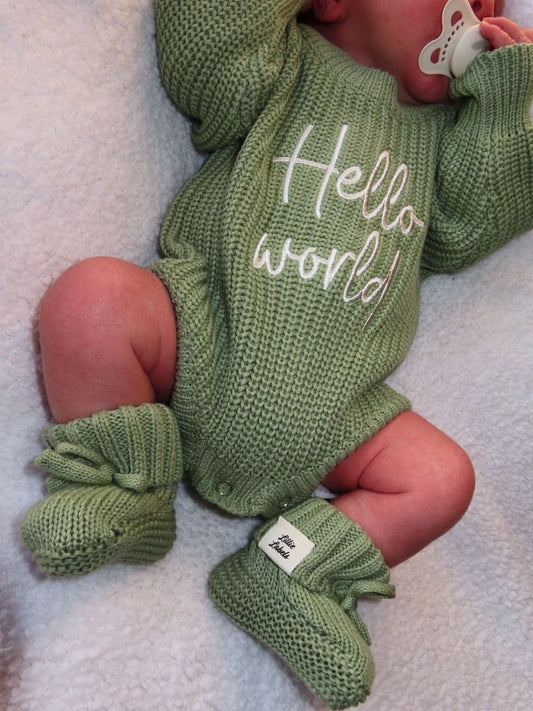 Sage Green Romper & Bootie Announcement Set