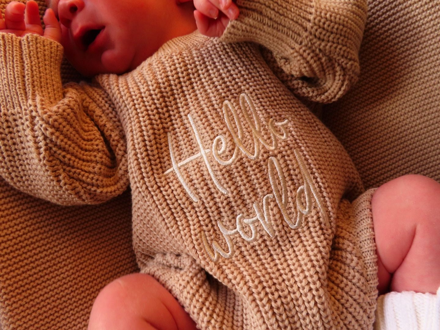 Oatmeal Romper & Bootie Announcement Set