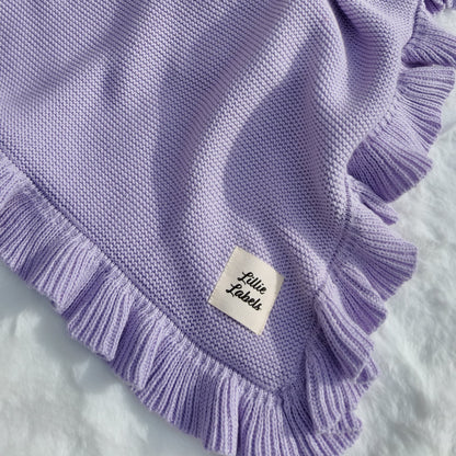 Frill Lilac Cotton Knit Blanket