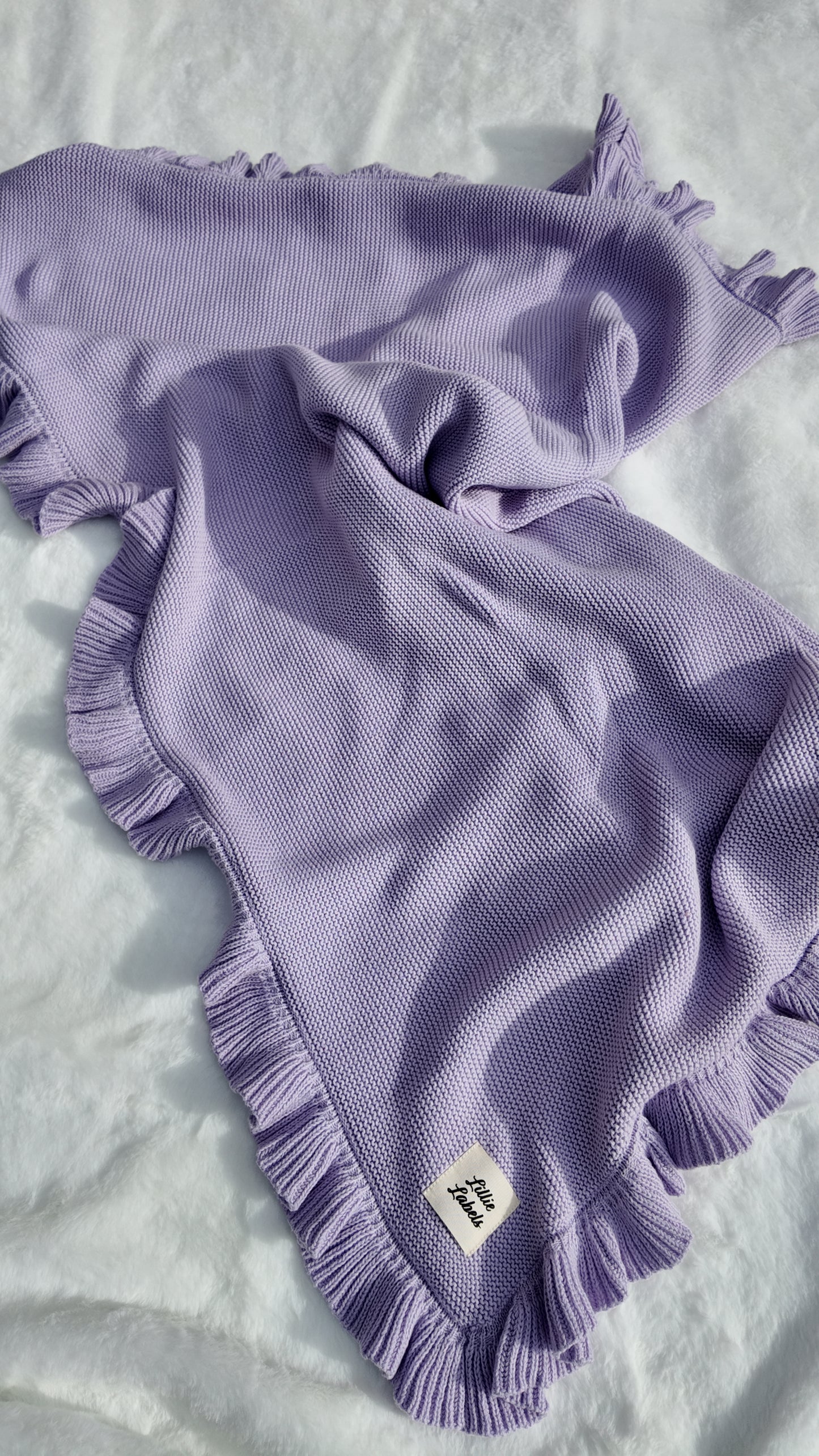 Frill Lilac Cotton Knit Blanket