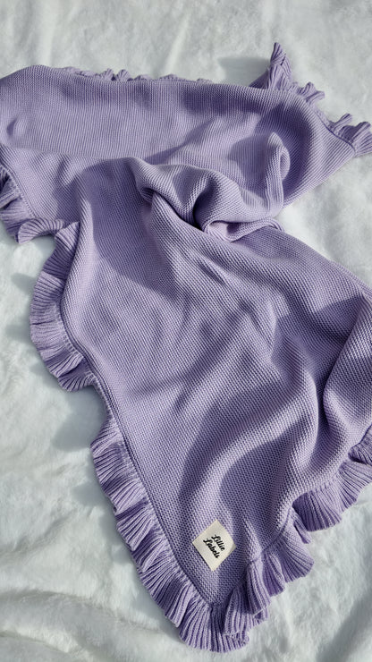 Frill Lilac Cotton Knit Blanket