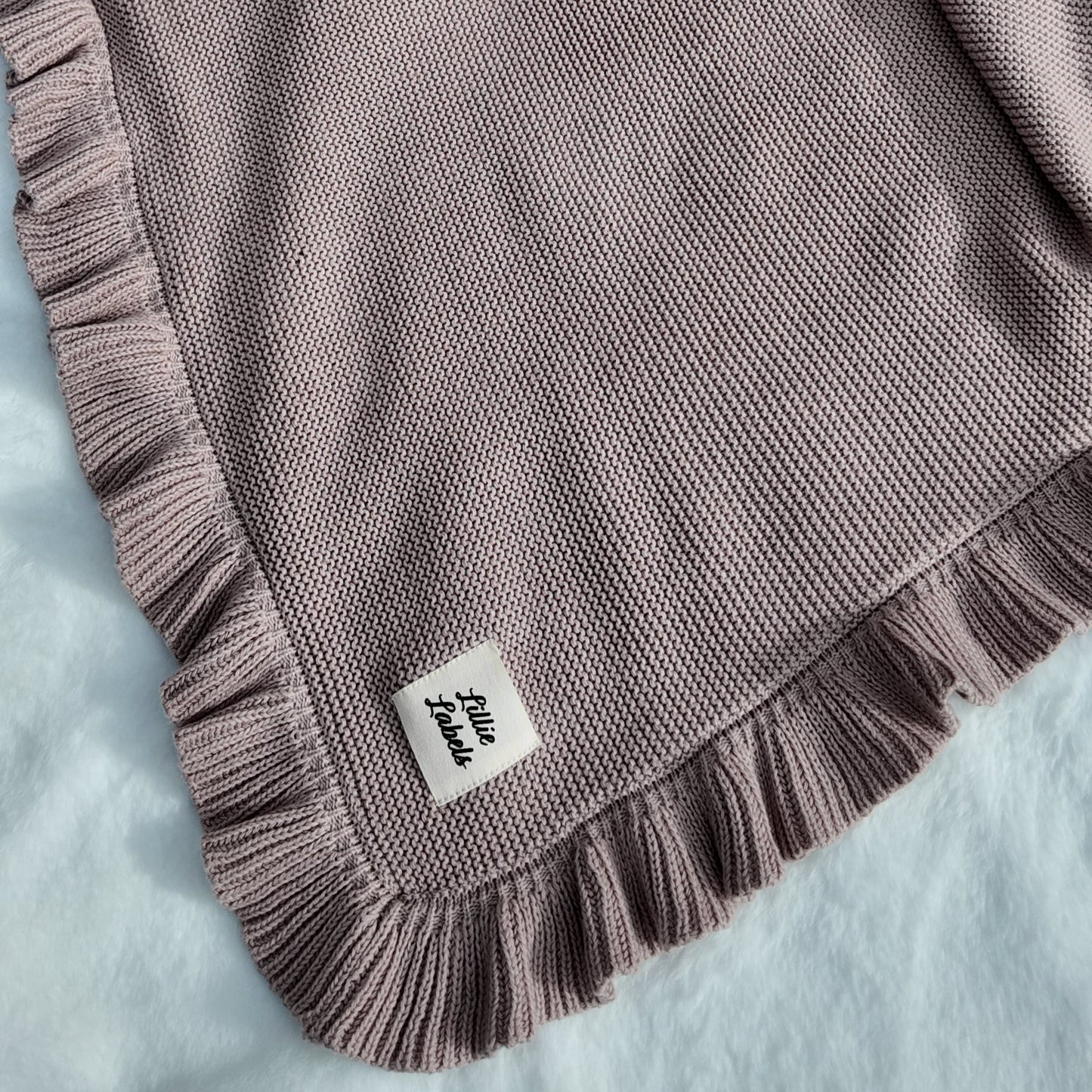 Frill Lilac Pink Cotton Knit Blanket