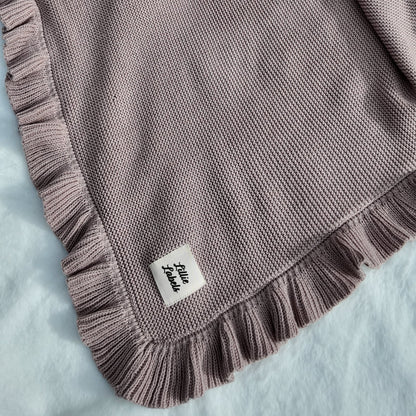 Frill Lilac Pink Cotton Knit Blanket