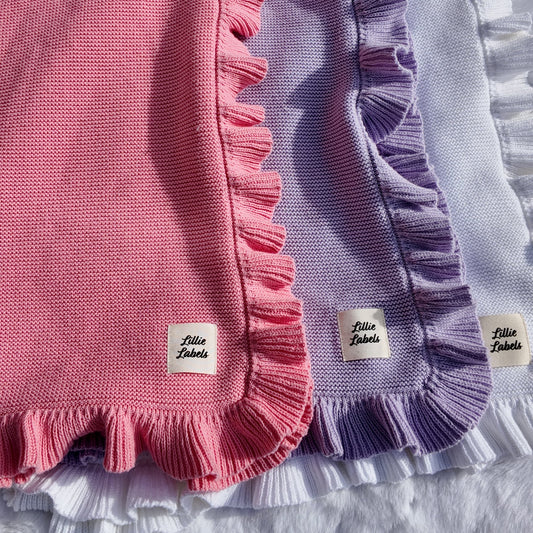 Frill Blossom Pink Cotton Knit Blanket