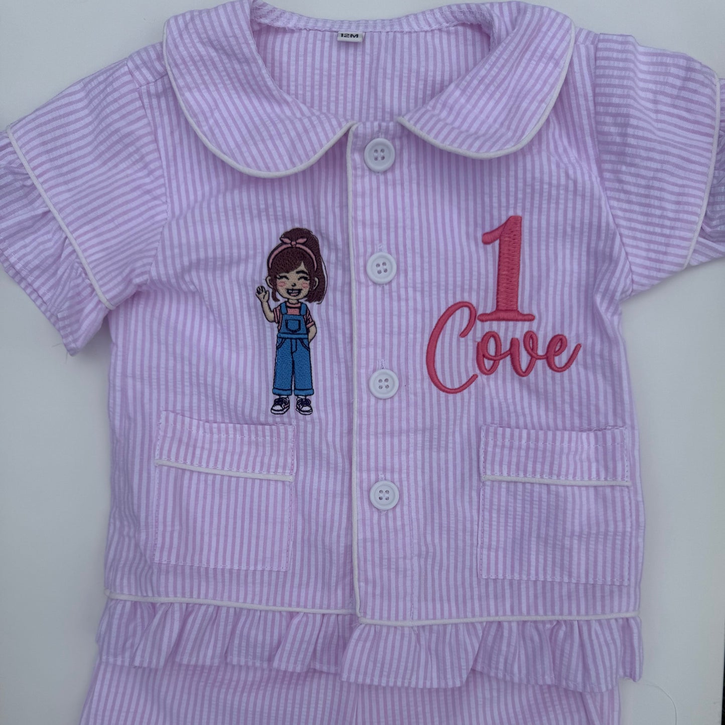 Bespoke Seersucker Pink & White Short Pyjamas