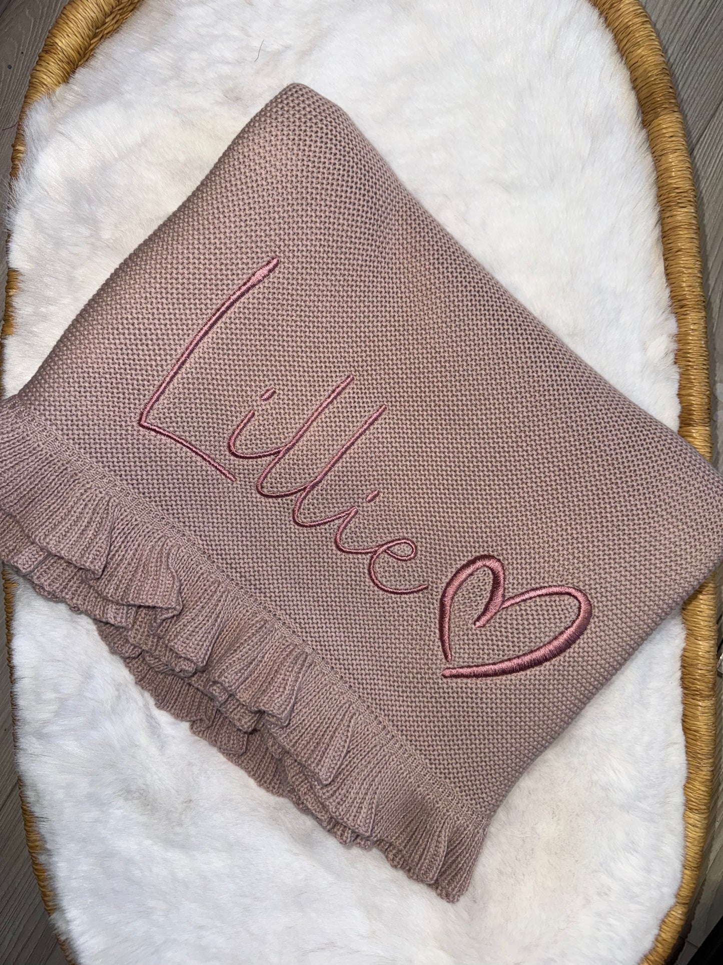 Frill Dusky Lilac Knit Blanket