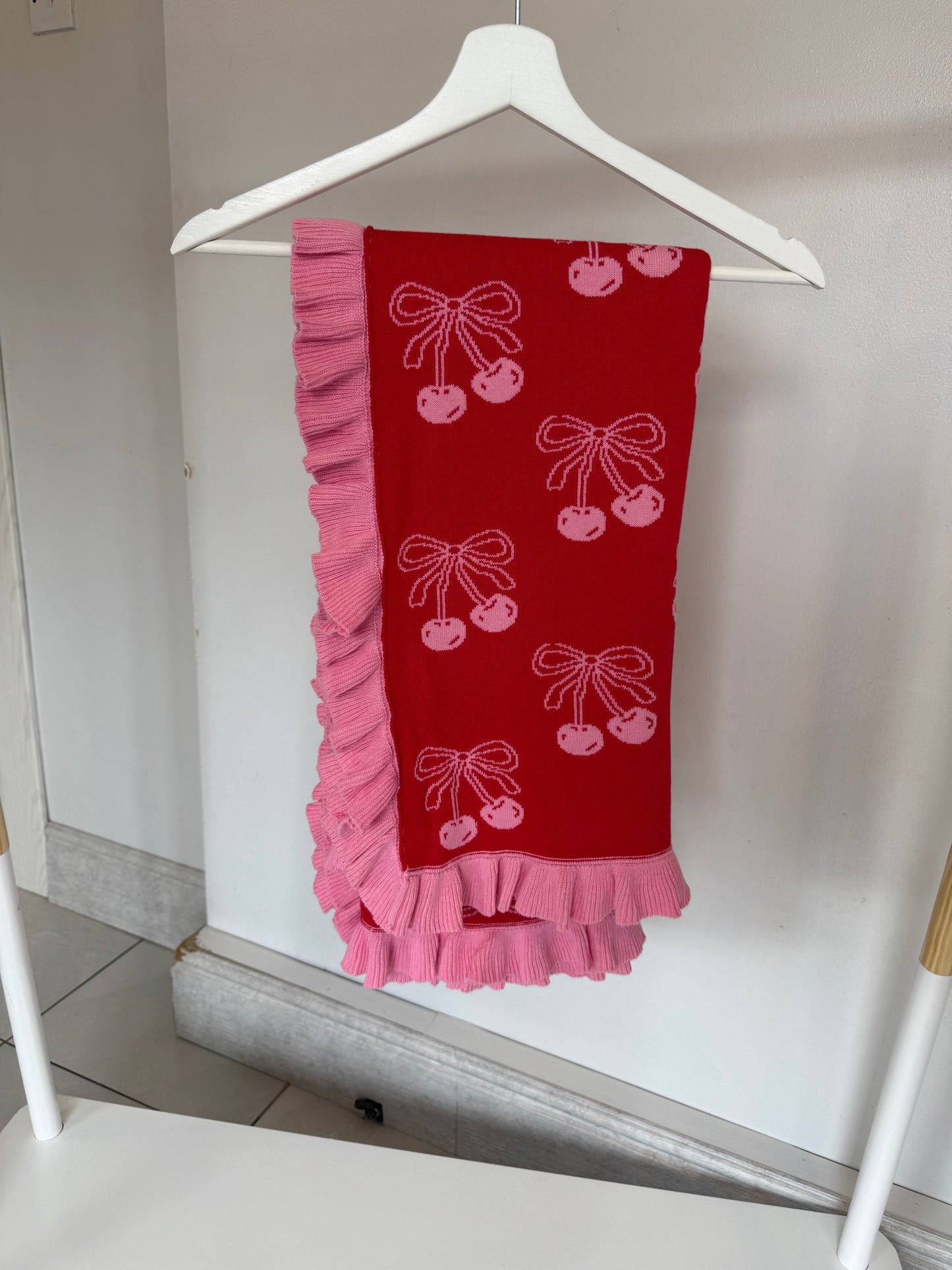 Lillie Cherry Bow Blanket Blanket