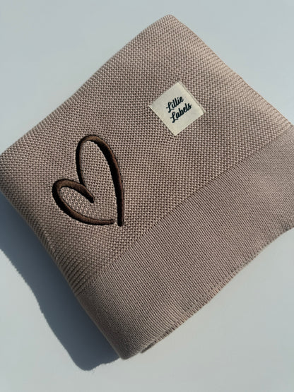 Warm Oatmeal Cotton Knit Blanket