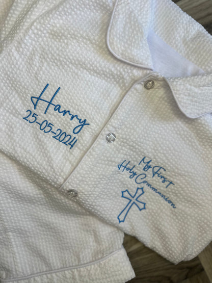 First Holy Communion Edition Seersucker White Pyjamas