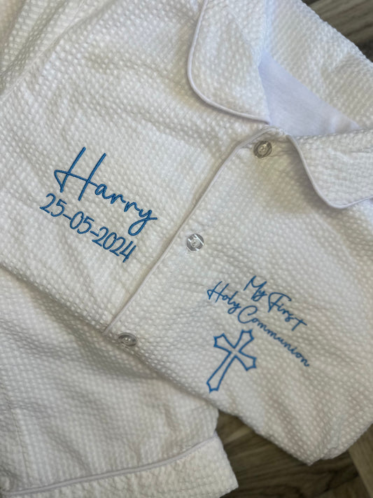 First Holy Communion Edition Seersucker White Pyjamas