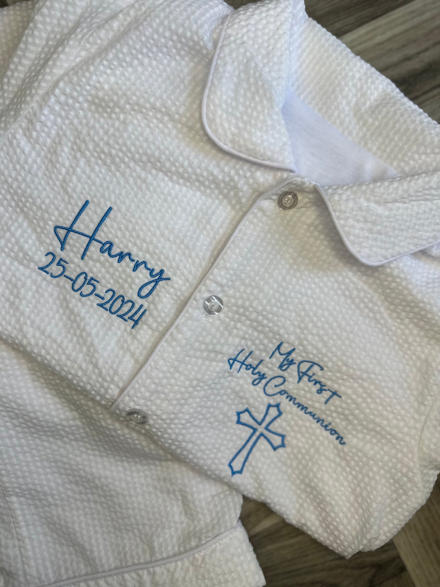 First Holy Communion Edition Seersucker White Pyjamas